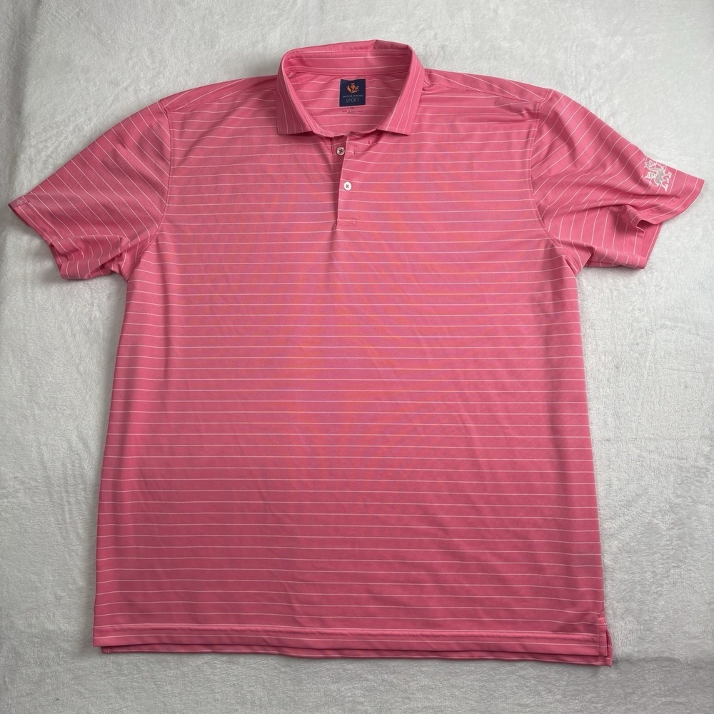 Donald Ross‎ Sport Pink Short Sleeve Striped Collared Polo Shirt Men's XXL